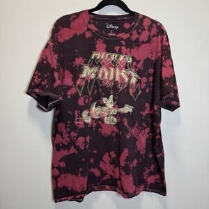 Mickey Mouse Tie Dye T Shirt Size XL Unisex Dark Pink And Black 100% Cotton